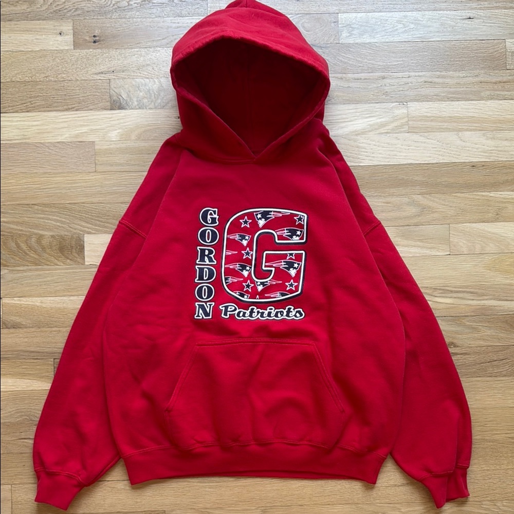 Heavyweight red graphic hoodie